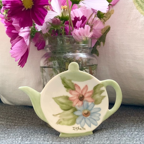 Vintage Tea Bag Caddy Holder / Hand Painted Ceramic Tea Bag Holder Trinket Dish. - Picture 3 of 12